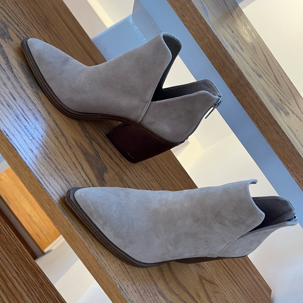 Vince Camuto Tan Heeled Booties — worn once for an hour!